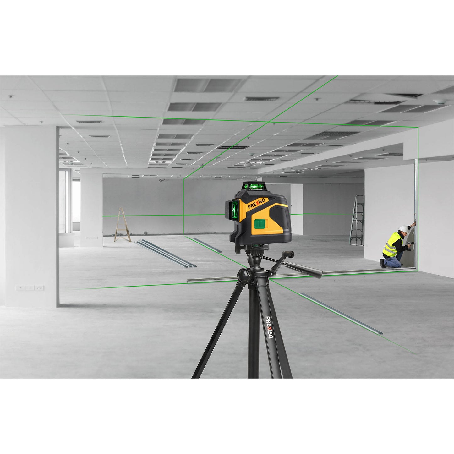 Prexiso PLC3-360G Επανφορτιζόμενο Αλφάδι Laser Σταυρού 3 Δεσμών (Πράσινη Δέσμη) 25m 360°
