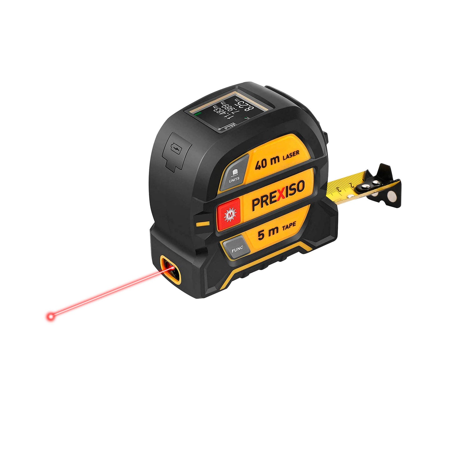 Prexiso PLT40LI Μετρητής Αποστάσεων Laser Ψηφιακός 40m Επαναφορτιζόμενος & Μέτρο Ρολό 5m (2 σε 1)