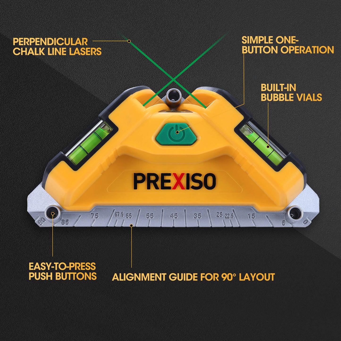 Prexiso PTL10G Αλφάδι Laser (Πράσινη Δέσμη) με Λειτουργεία Χάραξης Γωνίας 20m