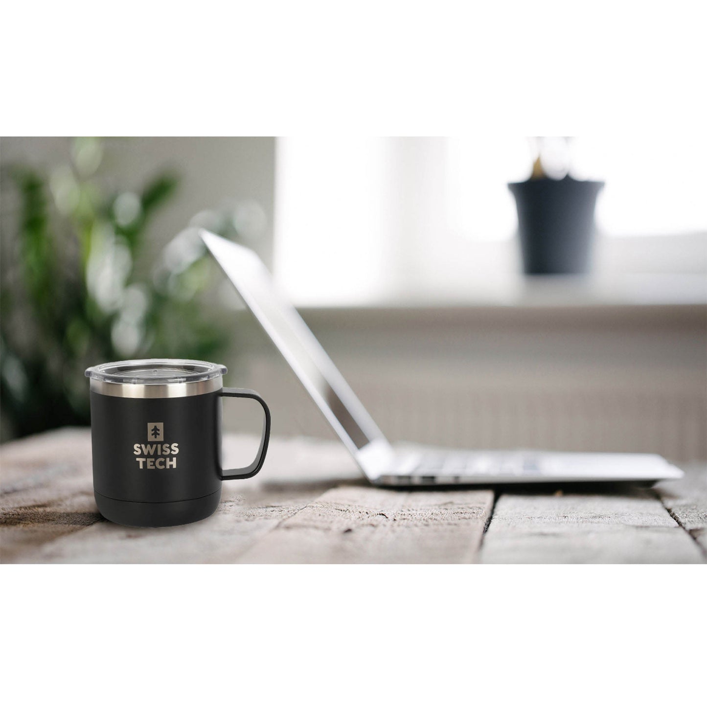 SWISS+TECH ST072003 Θερμός Κούπα με Χερούλι Μαύρο 413ml