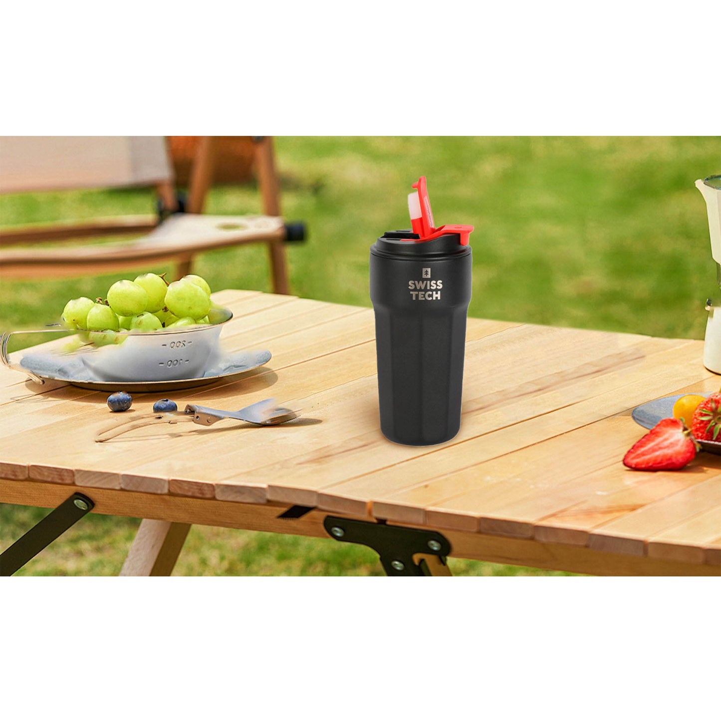 SWISS+TECH ST075036 Θεμρός Ποτήρι για Καγέ Μαύρο 500ml