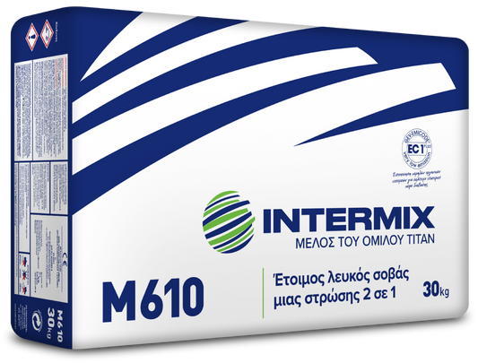 Titan Intermix M610 Έτοιμος Τσιμεντοειδής Σοβάς Μίας Στρώσης 2-1 Λευκός 30kg
