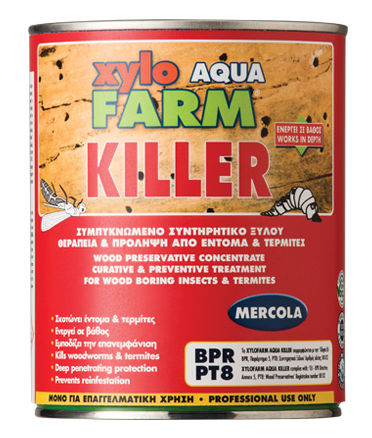 Mercola Xylofarm Aqua Killer Συντηρητικό Εξάλειψης Ξυλοφάγων Εντόμων και Τερμιτών Διάφανο με Σύριγγα Εφαρμογής