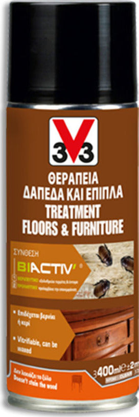 V33 Treatment Floors & Furniture Εντομοκτόνο Σπρέι για Δάπεδα & Έπιπλα Άχρωμο Ματ 400ml