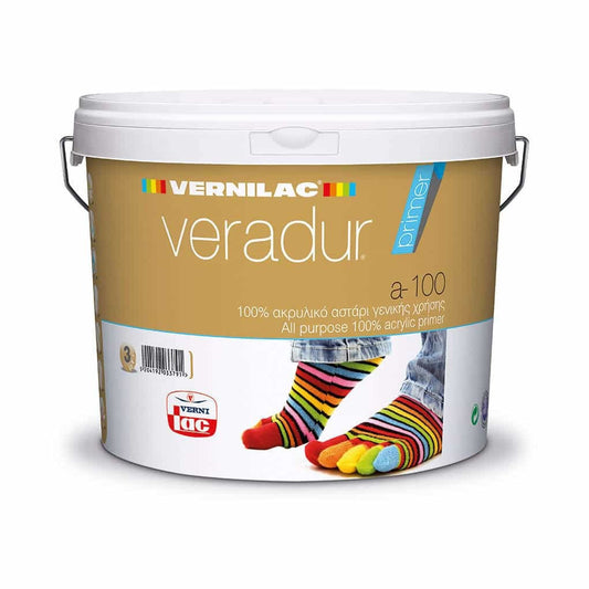 Vernilac Veradur A-100 100% Ακρυλικό Αστάρι Εσωτερικών & Εξωτερικών Επιφανειών Διάφανο 3lt