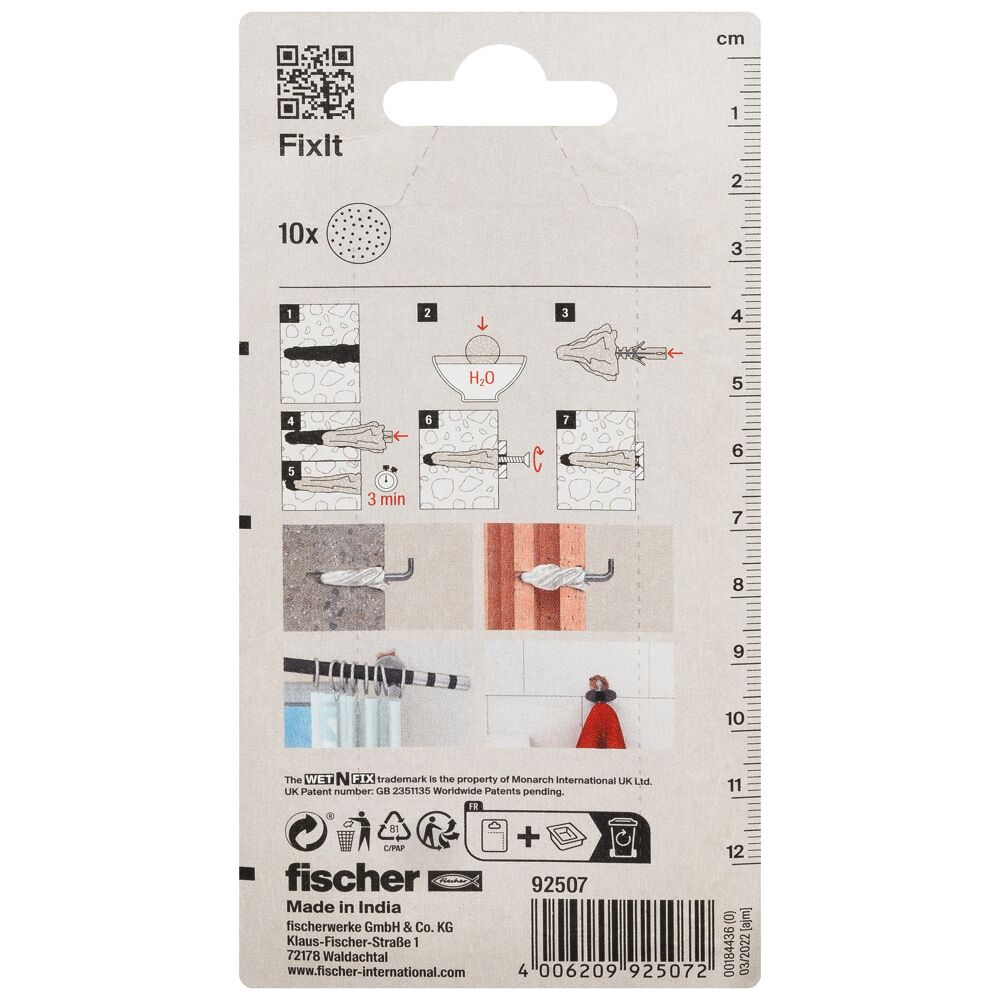 Fischer 92507 Fix it Γάζα Επιδιόρθωσης Τρυπών (10 τμχ)