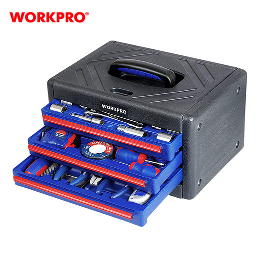 WorkPro WP209028 Εργαλειοθήκη 3 Συρταριών με 125τμχ Εργαλείων Χειρός