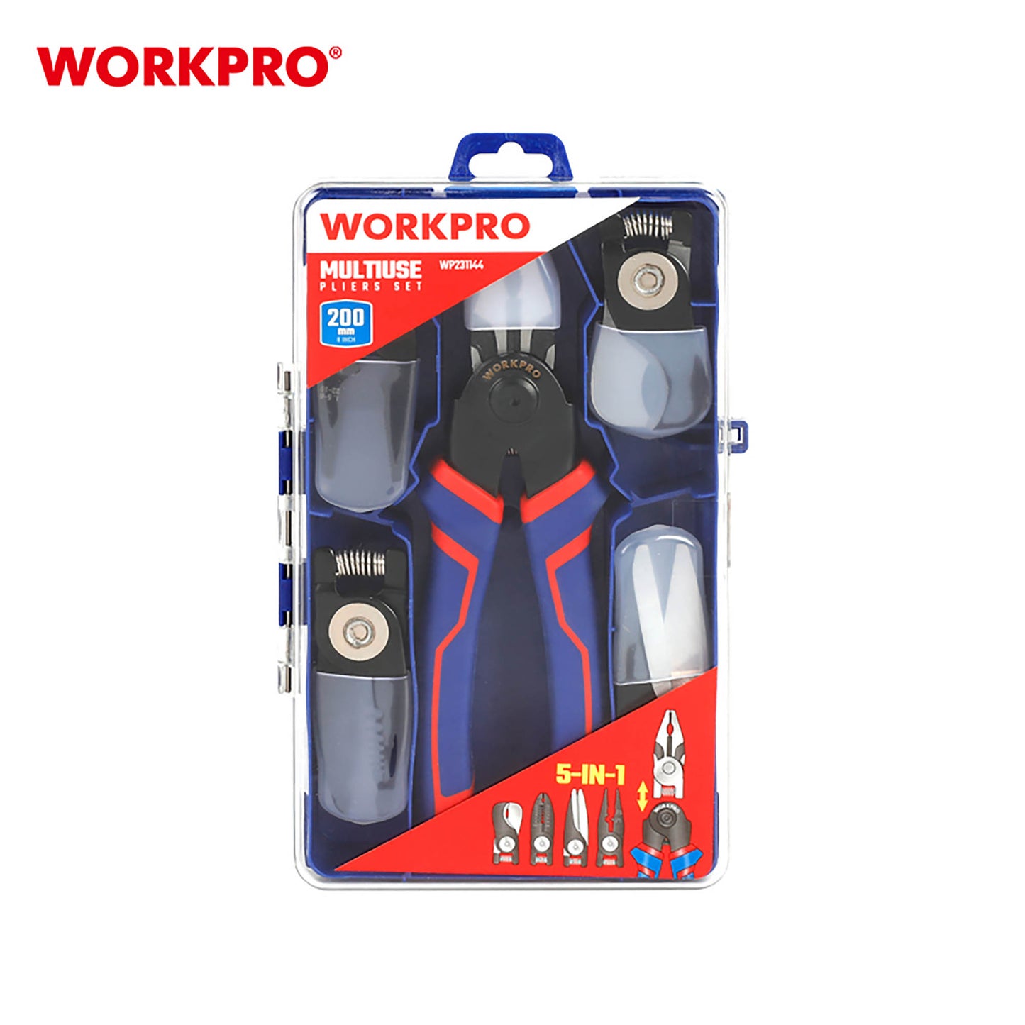Workpro WP231144 Πένσα Πολυλειτουργική 5 Κεφαλών σε Κασετίνα 200mm