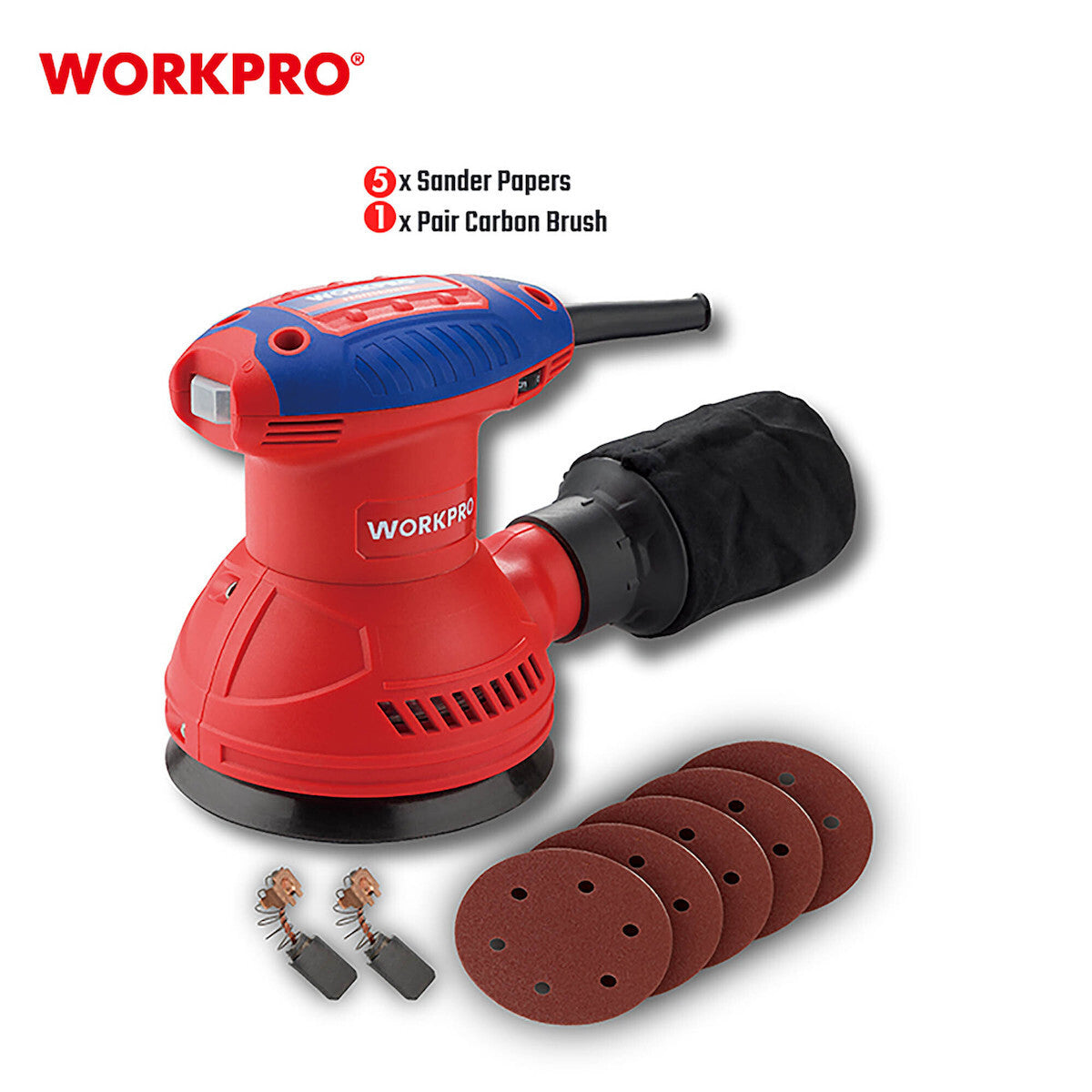 Workpro WP472406 Έκκεντρο Τριβείο Ρυθμιζόμενο με Σύστημα Αναρρόφησης 350W