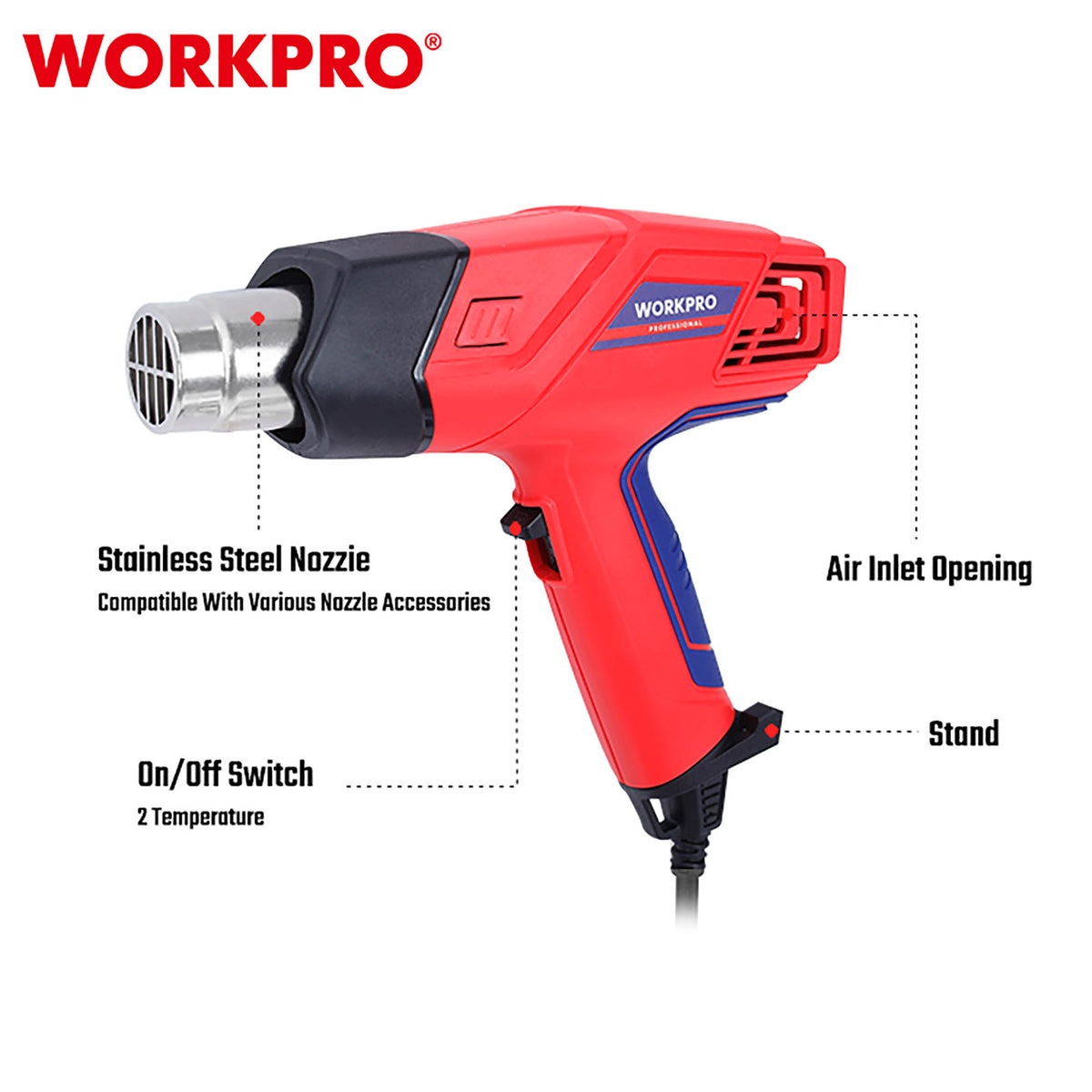 WorkPro WP474000CE Πιστόλι Θερμού Αέρα Ηλεκτρικό 2000W