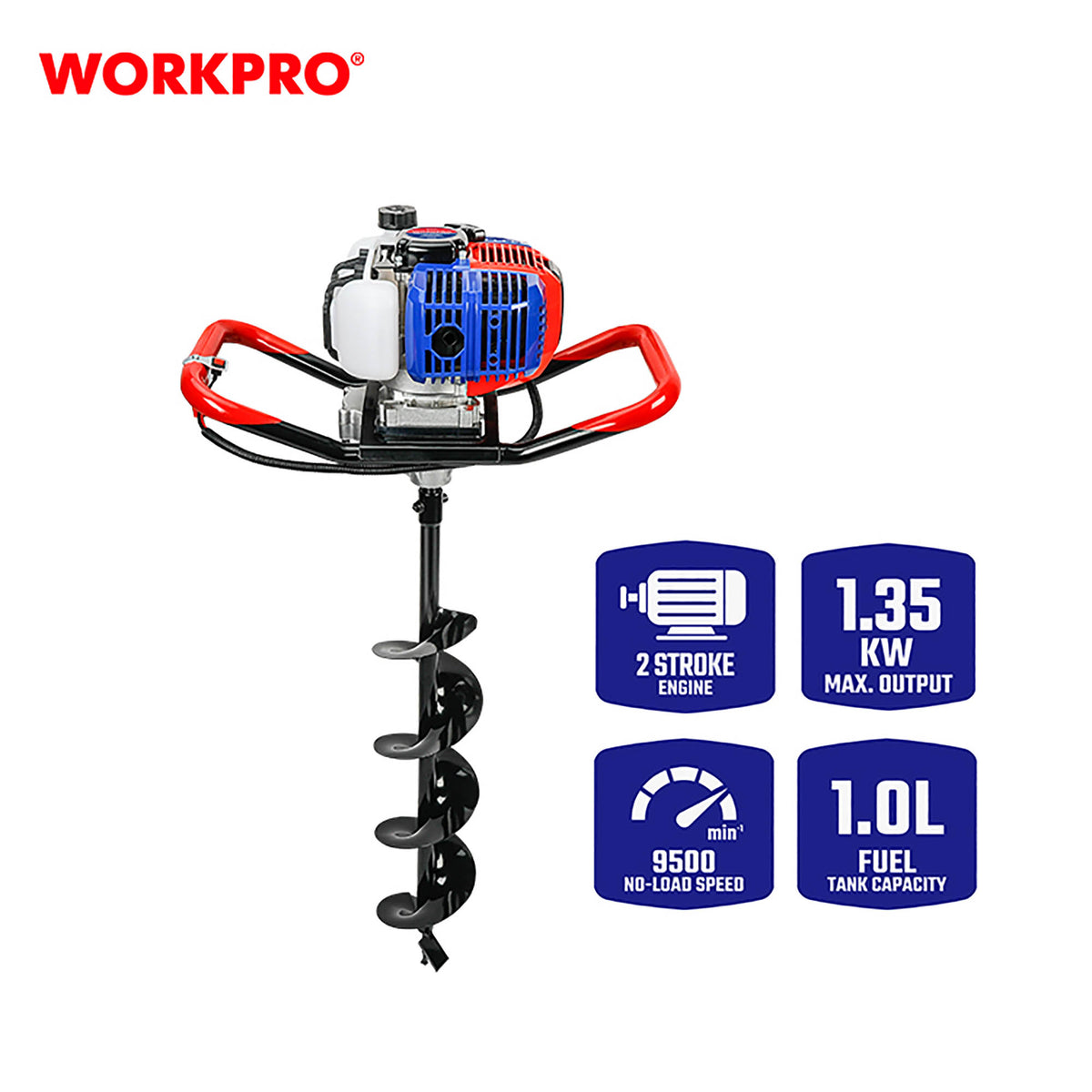 WorkPro WP424006 Γεωτρύπανο - Τριβέλα Βενζίνης 52.0cc