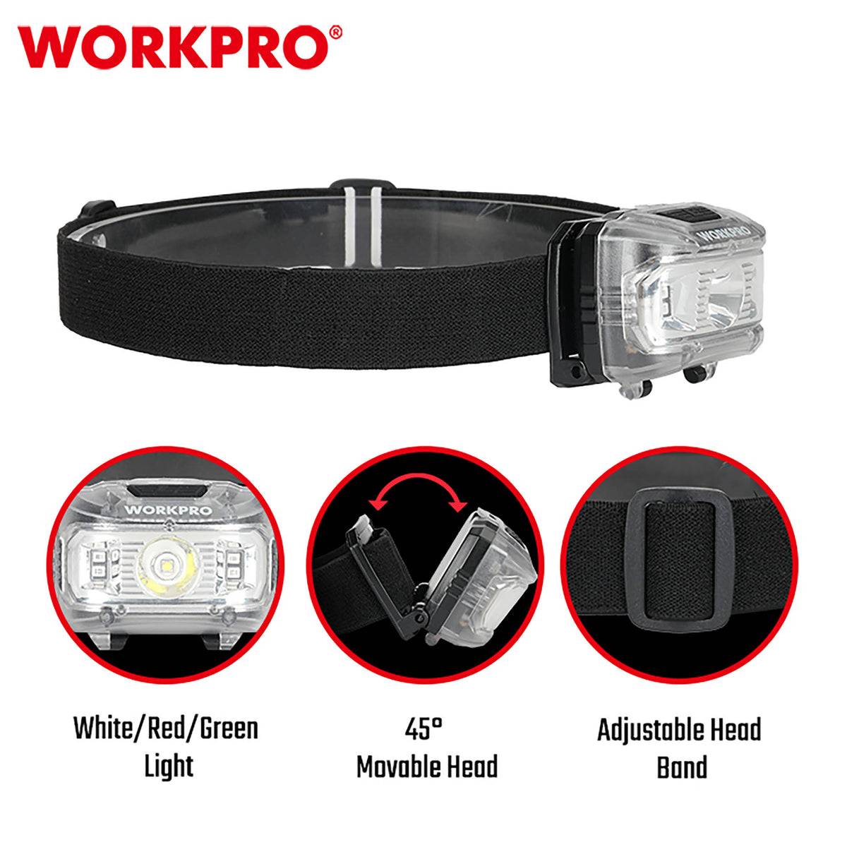 WorkPro WP353001 Φακός Κεφαλής LED 300LM