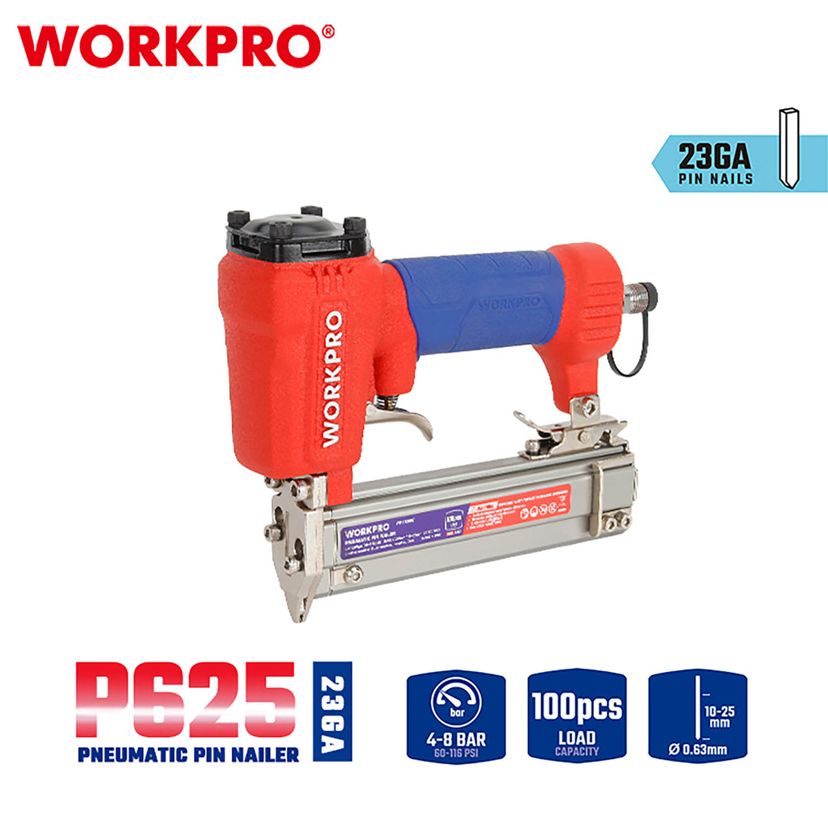 WorkPro WP513007 Καρφωτικό Αέρος Ακέφαλου Καρφιού (P625) GA23
