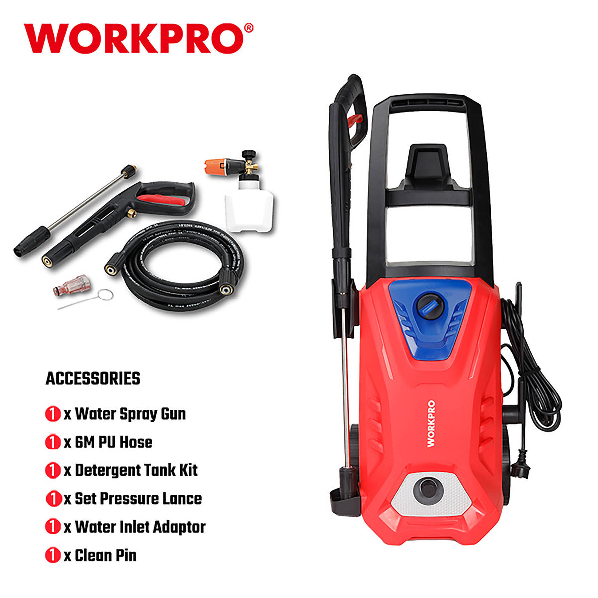 WorkPro WP423013CE Πλυστικό Μηχάνημα Ηλεκτρικό 2500W 180Bar