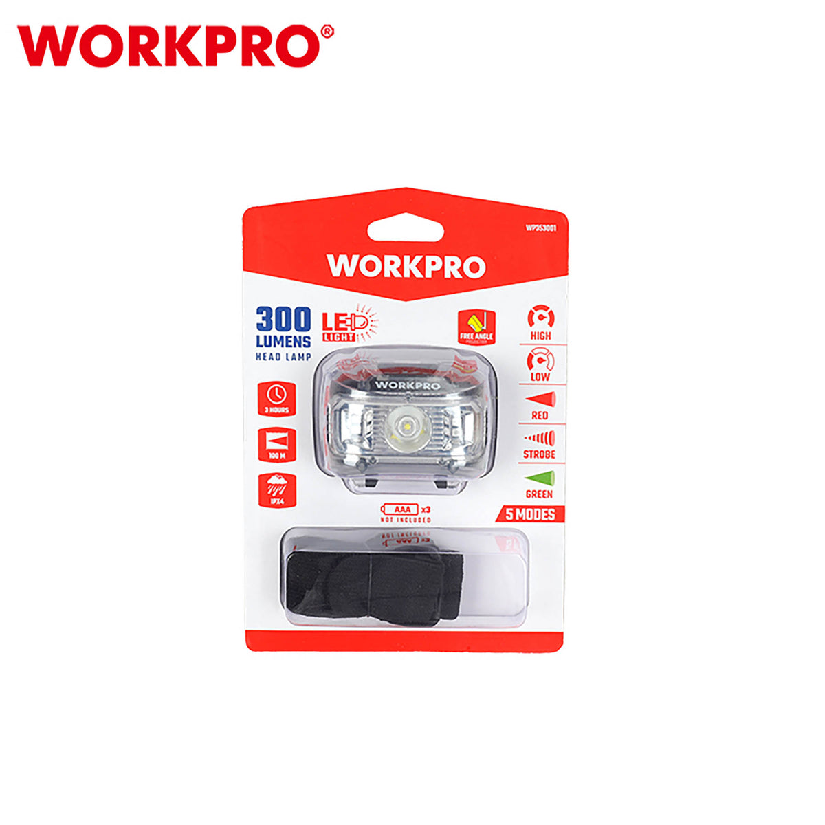 WorkPro WP353001 Φακός Κεφαλής LED 300LM