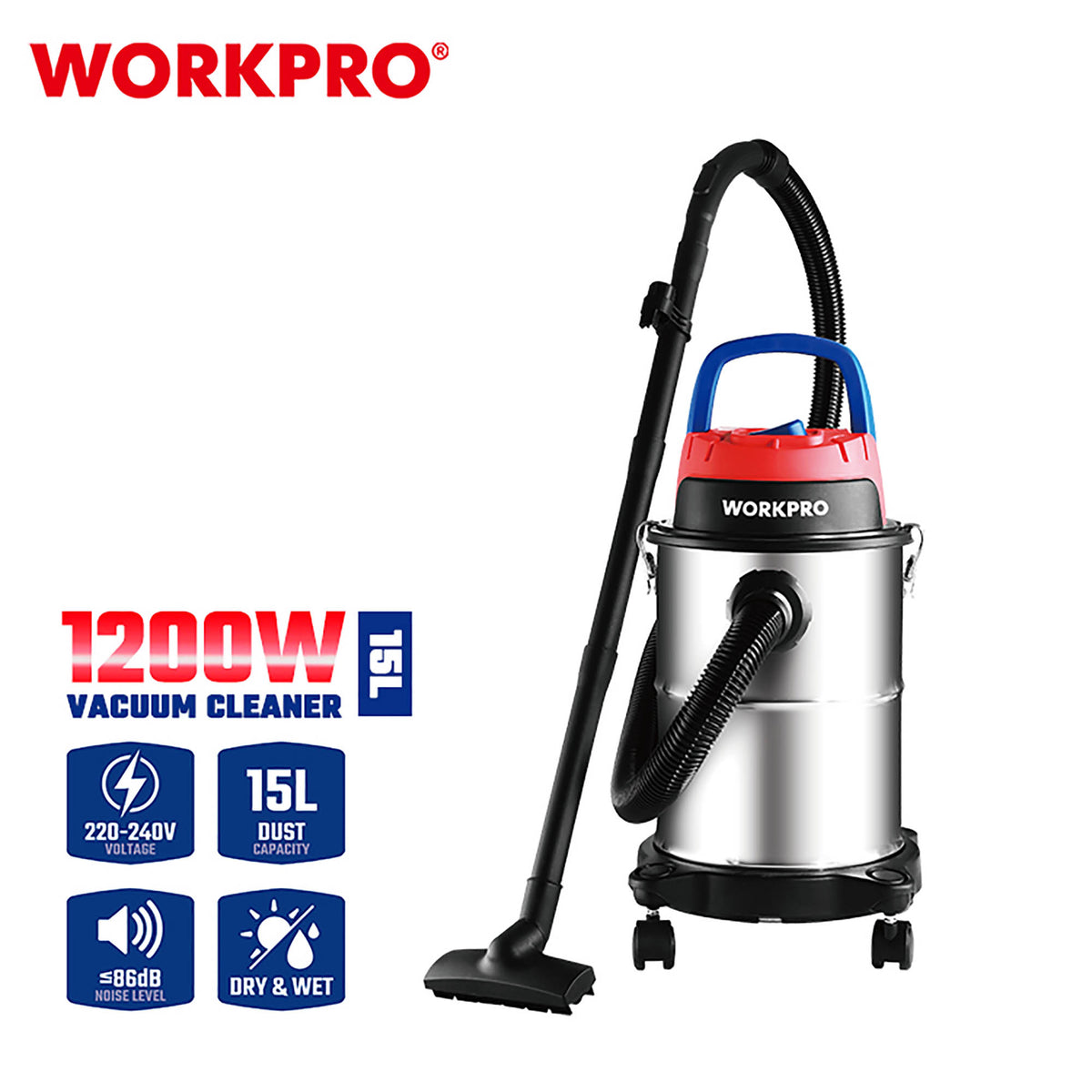 WorkPro WP423004CE Σκούπα Ηλεκτρική 15lt 1200W