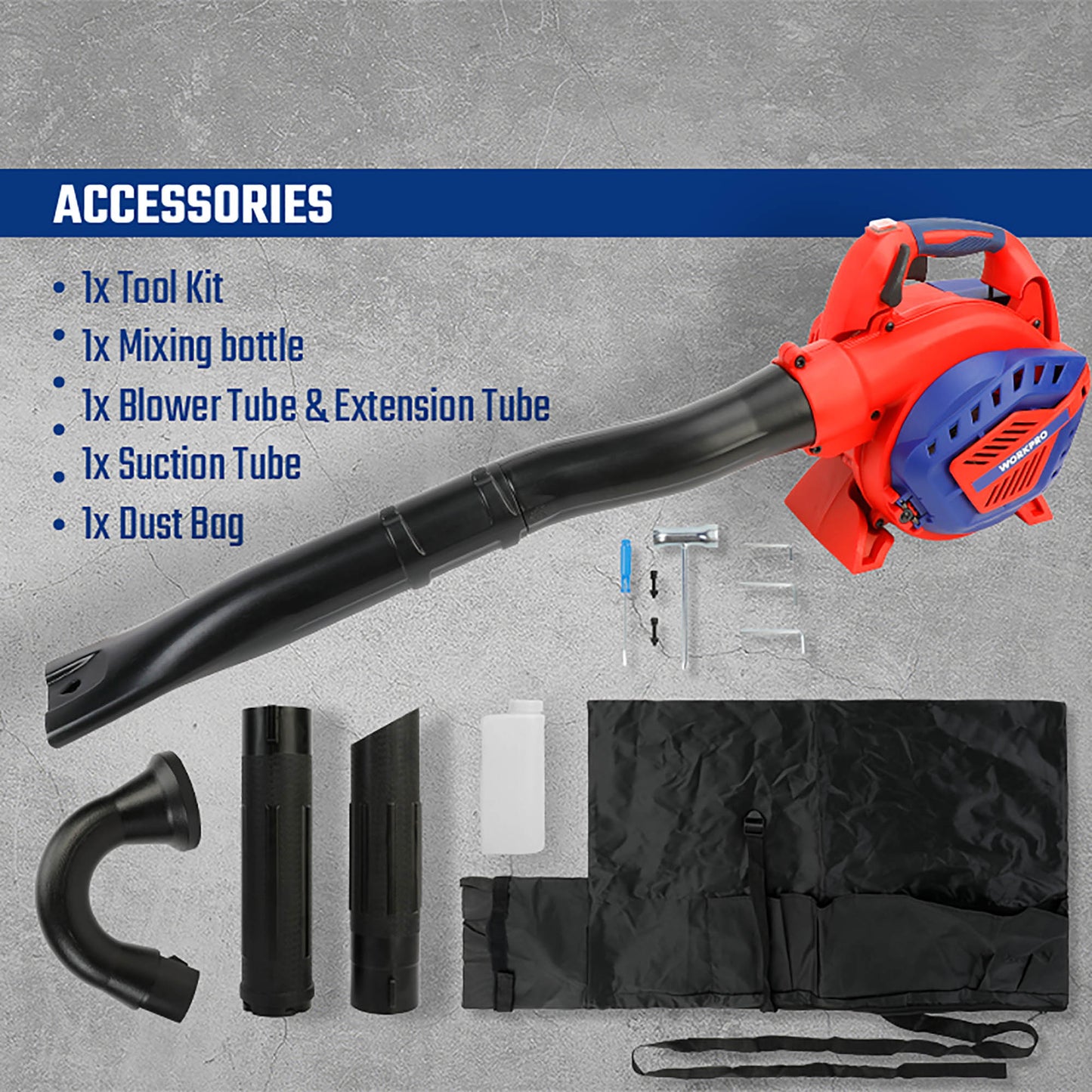 WorkPro WP424005 Φυσητήρας Απορροφητήρας Βενζίνης 25.4cc