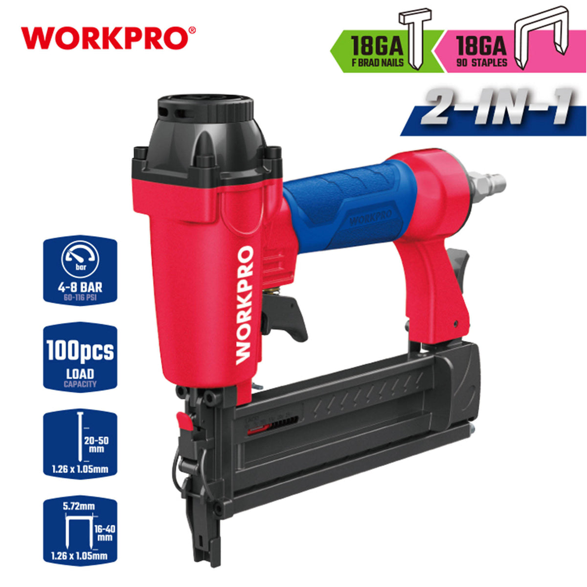 WorkPro WP513003 Καρφωτικό Αέρος Πρόκας & Δίχαλου (F50 5040) GA18