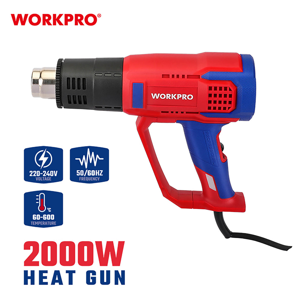 WorkPro WP47405CE Πιστόλι Θερμού Αέρα Ηλεκτρικό Ρυθμιζόμενο 2000W