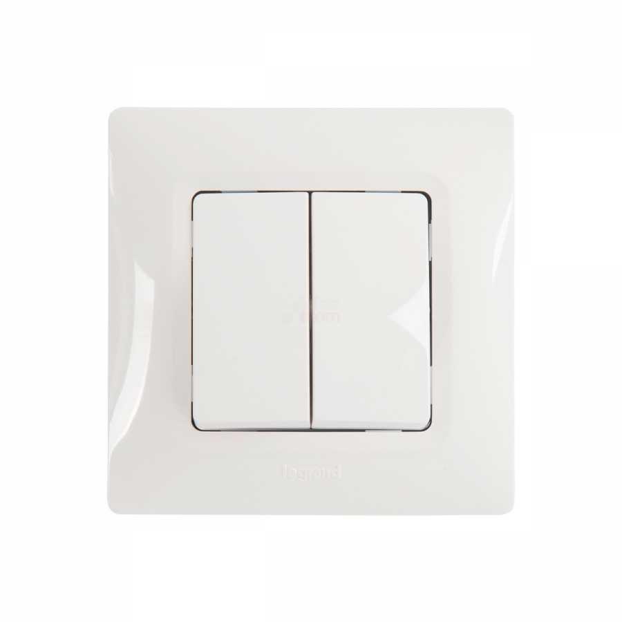 Legrand Salbei Διακόπτης Χωνευτός Πλαστικός Λευκός (Μαζί με Πλαίσιο 86x86x10mm)