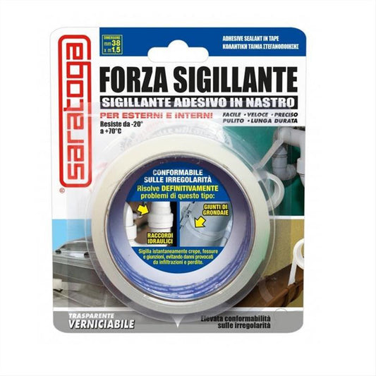 Saratoga Forza Sigillante Ταινία Στεγανοποίησης Διάφανη 38mm 1.5m