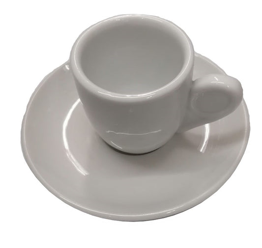 Φλυτζάνι Καφέ Πορσελάνης Λευκό Φ54mm (Ύψος 55mm) και Πιατάκι Φ118mm