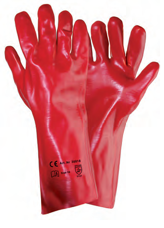 F.F.Group 30018 Γάντια Πετρελαιάδων Κόκκινα PVC 27cm (3121X)