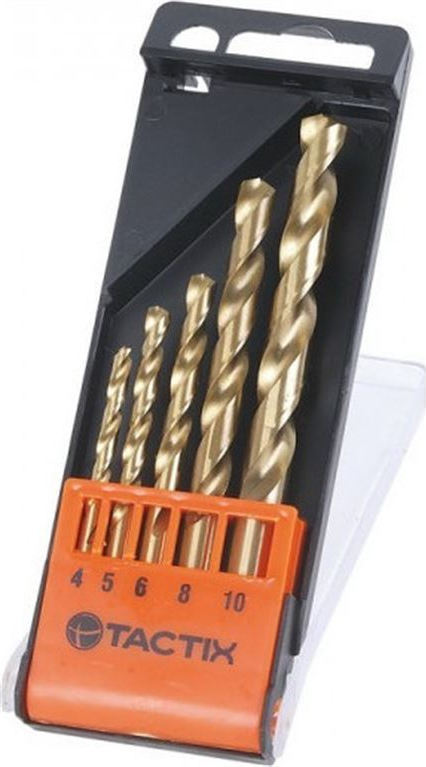 Tactix 410181 Τρυπάνια Μετάλλου Τιτανίου 4-5-6-8-10mm 5τμχ
