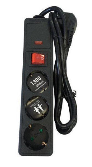 Eurolamp Πολύπριζο Ασφαλείας με Κουμπί 3*1.5mm Καλώδιο 1.5m Μαύρο