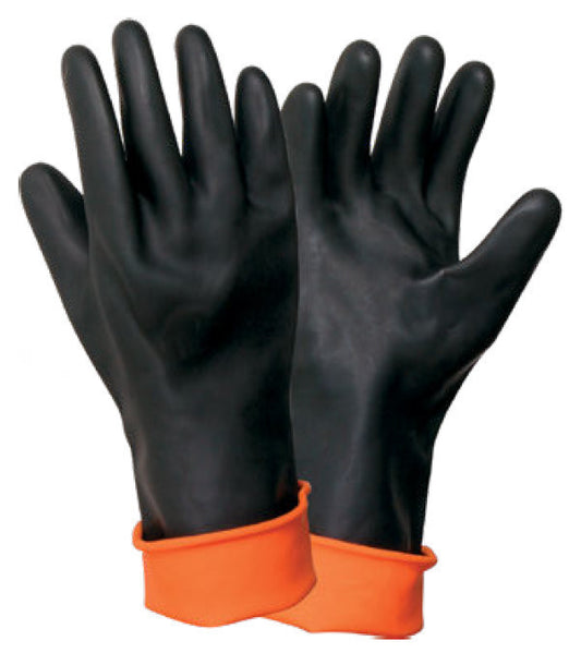 Γάντια Βιομηχανικά Latex Μαύρα Βαρύς Τύπος με Πορτοκαλί Επένδυση 35cm XL